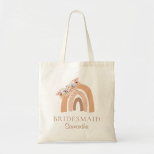 Tote Bag Pampas Grass Boho Rainbow Floral Bridesmaid Custom