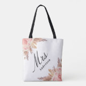 Tote Bag Pampas herbe rose or floral blanc mariée mrs (Dos)