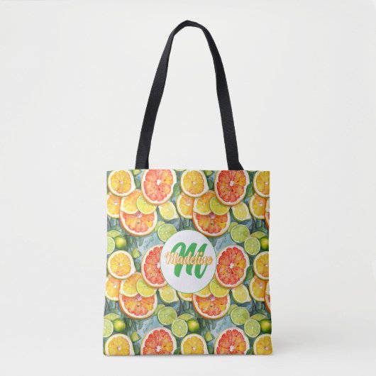 Tote Bag Pamplemousse, citrons, limons et oranges agrumes (Devant)