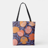 Tote Bag Pamplemousse Vintage, Motif de fruits tropicaux. (Dos)