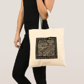 Tote Bag Panama Kuna Indian Mola Pajaro - noir blanc (Devant (produit))