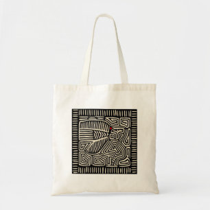 Tote Bag Panama Kuna Indien Mola Pajaro - Noir Blanc