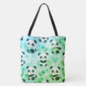 Tote Bag Panda Bear Motif Vert Imprimer (Dos)