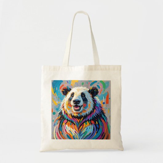 Tote Bag Panda coloré abstrait dessin animal (Devant)