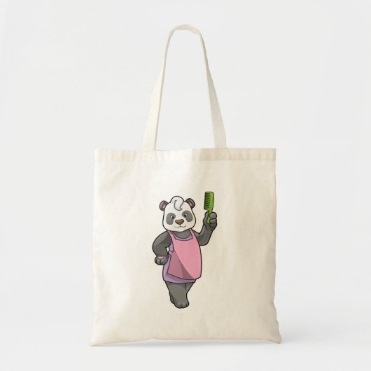 Tote Bag Panda comme coiffeur avec peigne (Devant)