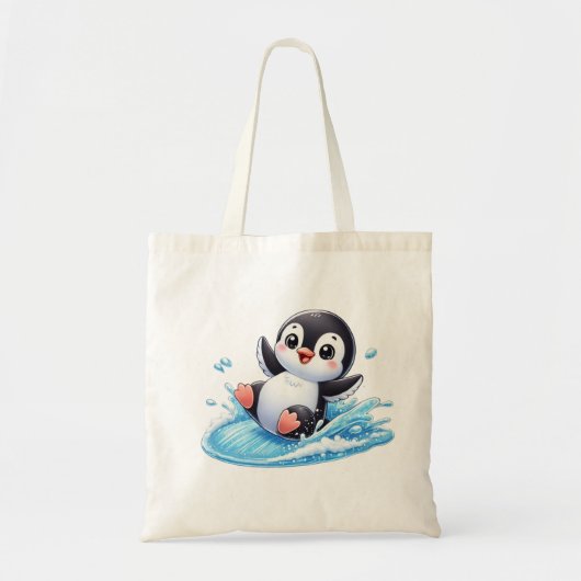 Tote Bag Panda de surf noir et blanc cool Imprimer (Devant)