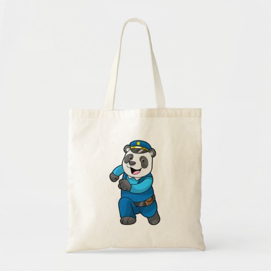 Tote Bag Panda en tant qu'officier de police avec casquette (Devant)