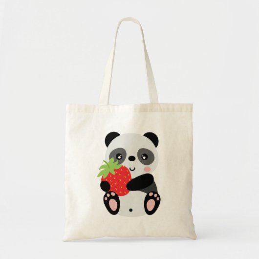 Tote Bag Panda fofo com morango (Devant)