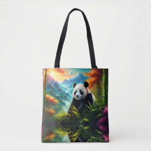 Tote Bag Panda géant dans la forêt de Bambou sur la montagn
