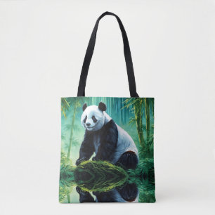 Tote Bag Panda géant dans la forêt de Bambou vert