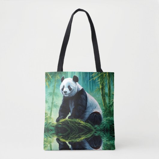 Tote Bag Panda géant dans la forêt de Bambou vert (Devant)