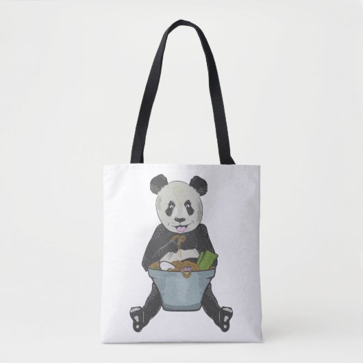 Tote Bag Panda mangeant un bol de nouilles (Devant)