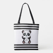 Tote Bag Panda Moderne Ours & Rayures Noir et Blanc (Dos)