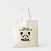 Tote Bag Panda Noir Et Blanc Moderne Et Amusant Avec Citati (Devant)