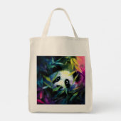 Tote Bag Panda Peeking Bamboo Aquarelle (Dos)