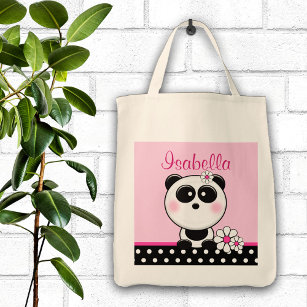 Tote Bag Panda rose personnalisé