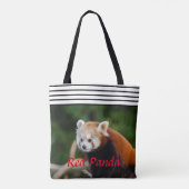 Tote Bag Panda rouge chic rayé (Dos)