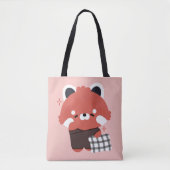 Tote Bag Panda rouge mignonne dorée (Devant)