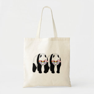 Tote Bag Pandas Lesbiennes mignonnes Arc-en-ciel portant de