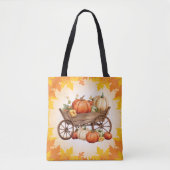 Tote Bag Panier de Citrouille chute feuille frontière Orang (Devant)