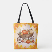 Tote Bag Panier de Citrouille chute feuille frontière Orang (Dos)