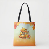 Tote Bag Panier de Citrouille chute feuille frontière Orang (Devant)
