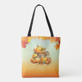 Tote Bag Panier de Citrouille chute feuille frontière Orang (Dos)