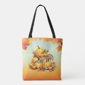 Tote Bag Panier de Citrouille chute feuille frontière Orang (Dos)