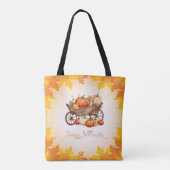 Tote Bag Panier de Citrouille chute feuille frontière Orang (Dos)
