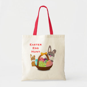Tote Bag Panier et oeufs mignons de lapins de chasse à oeu