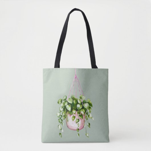 Tote Bag Panier suspendu Vert aquarelle (Devant)