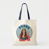 Tote Bag Panneau d'alimentation Fleur Retro Peace Love (Devant)