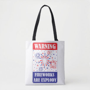 Tote Bag Panneau d'avertissement de feux d'artifice