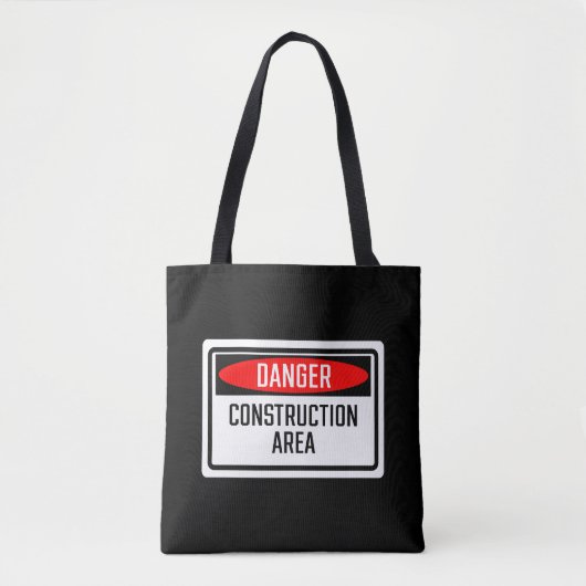 Tote Bag Panneau de la zone de construction en danger (Devant)