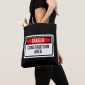 Tote Bag Panneau de la zone de construction en danger (De près)