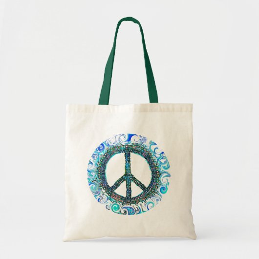 Tote Bag Panneau de Paix Avec Vagues Bleues (Devant)