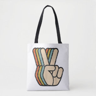 Tote Bag Panneau de Paix Rétro V Doigts Vintage 60s les ann