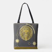 Tote Bag Panneau Leo Zodiac or jaune gris Mandala (Dos)