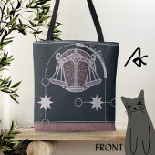 Tote Bag Panneau Libra Zodiac rose et bleu Mandala