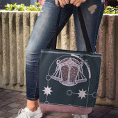 Tote Bag Panneau Libra Zodiac rose et bleu Mandala