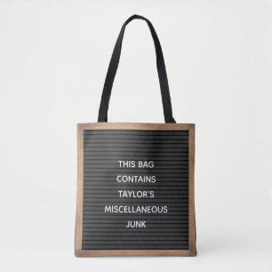 Tote Bag Panneau noir Marquee Signer message personnalisé