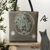 Tote Bag Panneau Virgo Zodiac vert et Brown Mandala