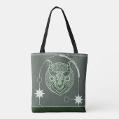 Tote Bag Panneau Zodiac Taurus vert et blanc Mandala (Dos)