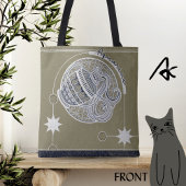 Tote Bag Panneau Zodiaque Aquarius Bleu Blanc Beige Mandala