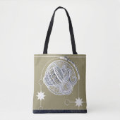 Tote Bag Panneau Zodiaque Aquarius Bleu Blanc Beige Mandala (Devant)