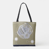 Tote Bag Panneau Zodiaque Aquarius Bleu Blanc Beige Mandala (Dos)