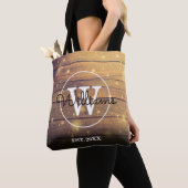 Tote Bag Panneaux de bois rustique monogramme (De près)