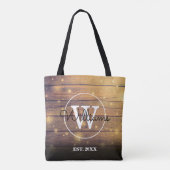 Tote Bag Panneaux de bois rustiques monogramme (Dos)