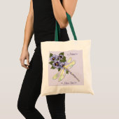 Tote Bag Pansies et libellules (Devant (produit))