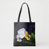 Tote Bag Pansies jaune et violet blanc (Devant)
